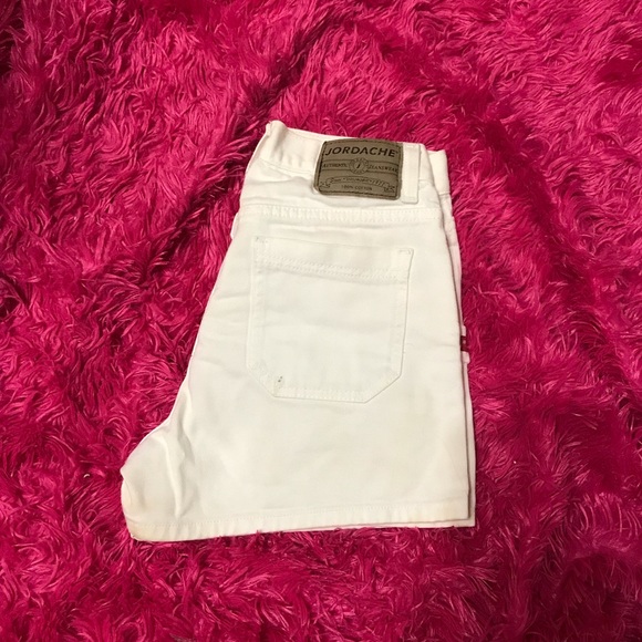 High Waisted Button Up White Vintage Jean Shorts - Picture 1 of 8
